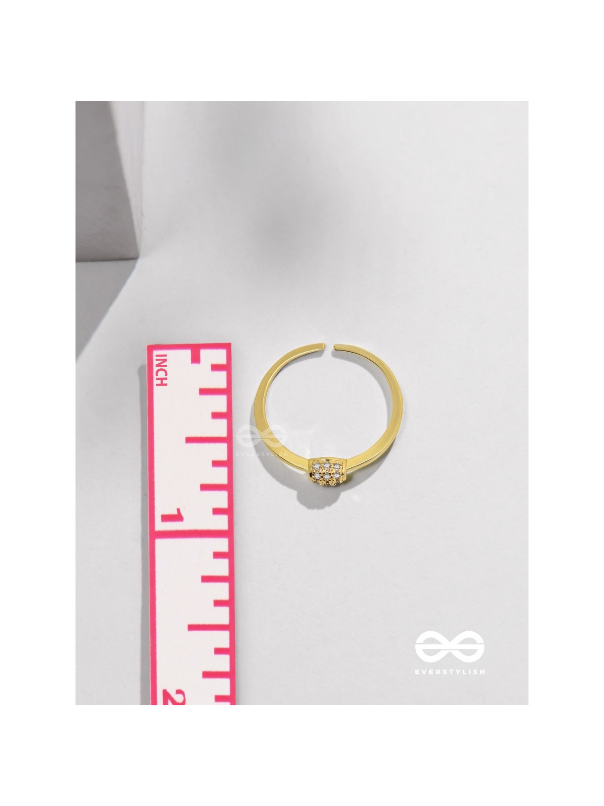 The Rare Lustre - Golden Cubic Zirconia Ring 