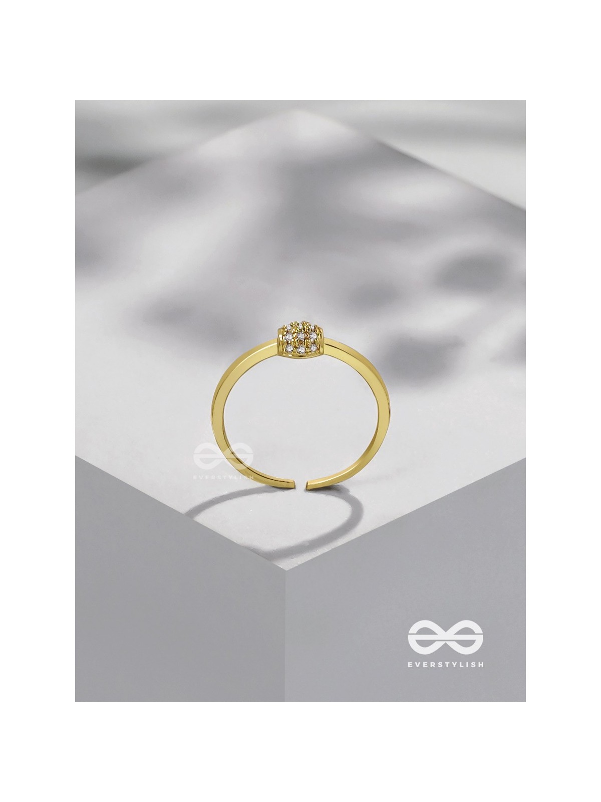 The Rare Lustre - Golden Cubic Zirconia Ring 