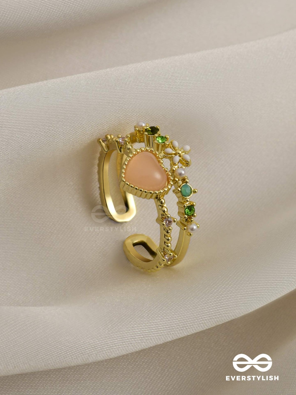 The Eden's Secret - Golden Embellished Ring (Adjustable)