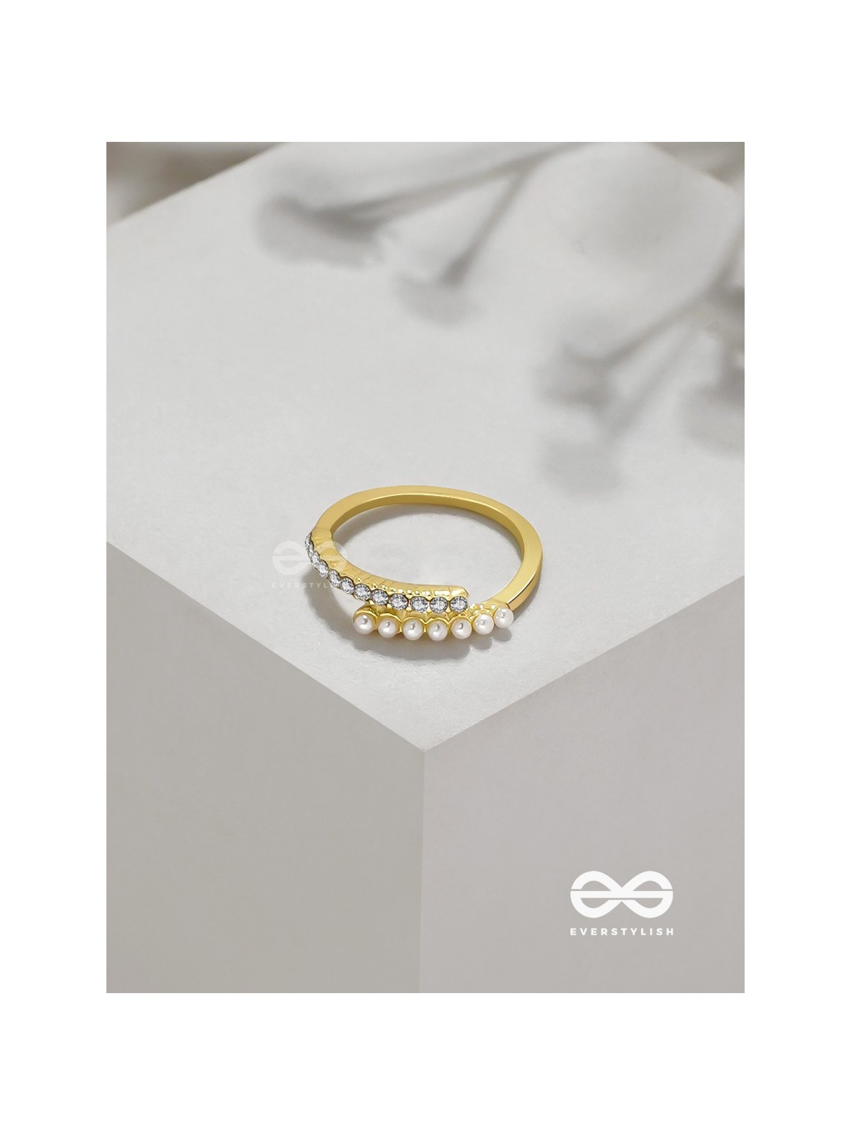 The Spark Of Love - Golden Cubic Zirconia Ring (Adjustable)