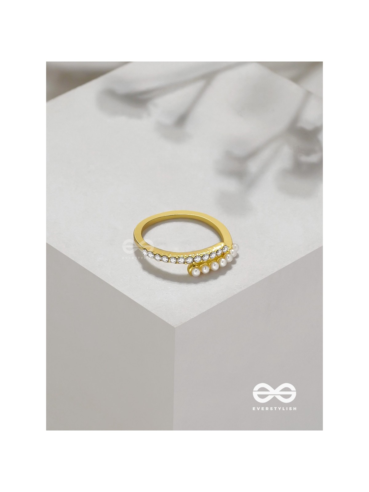 The Spark Of Love - Golden Cubic Zirconia Ring (Adjustable)