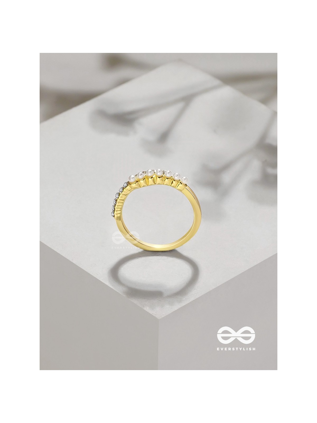 The Spark Of Love - Golden Cubic Zirconia Ring (Adjustable)