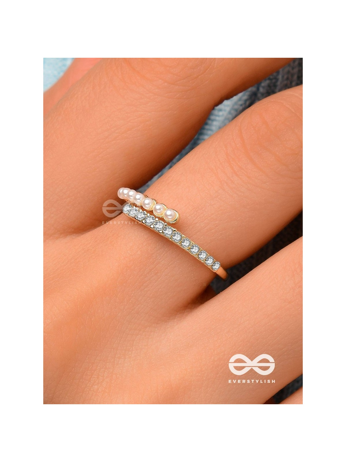 The Spark Of Love - Golden Cubic Zirconia Ring (Adjustable)