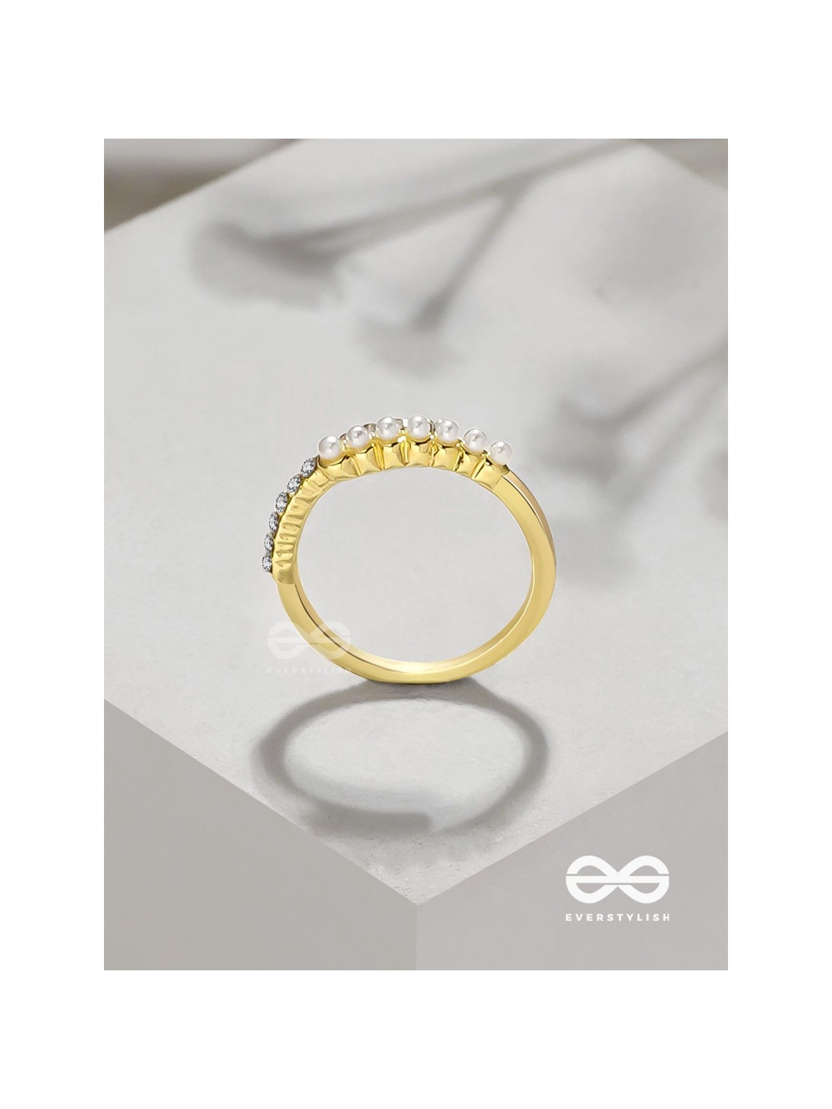 The Spark Of Love - Golden Cubic Zirconia Ring (Adjustable)