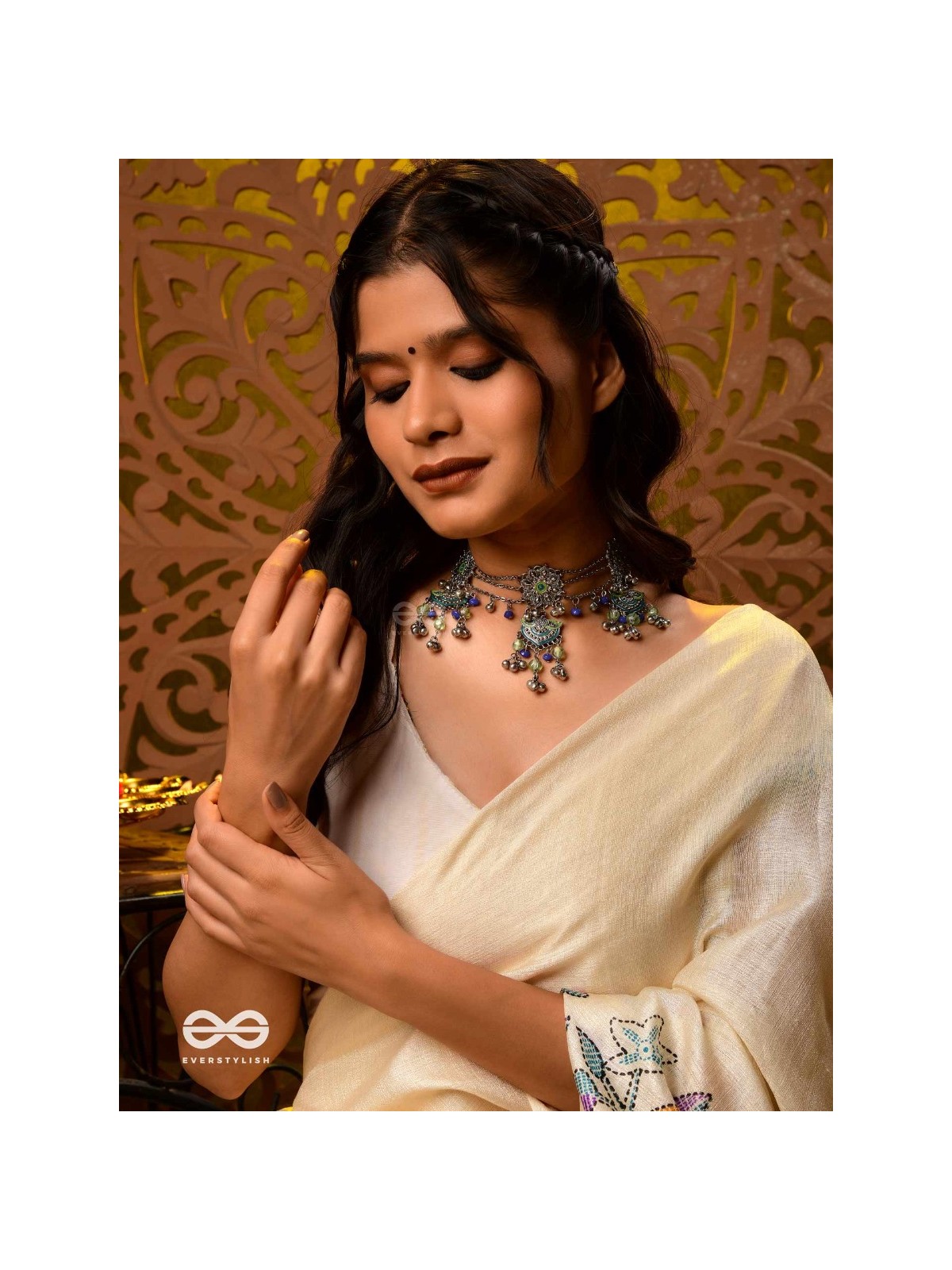 The Trinity Tales - Enamelled Oxidised Neckpiece