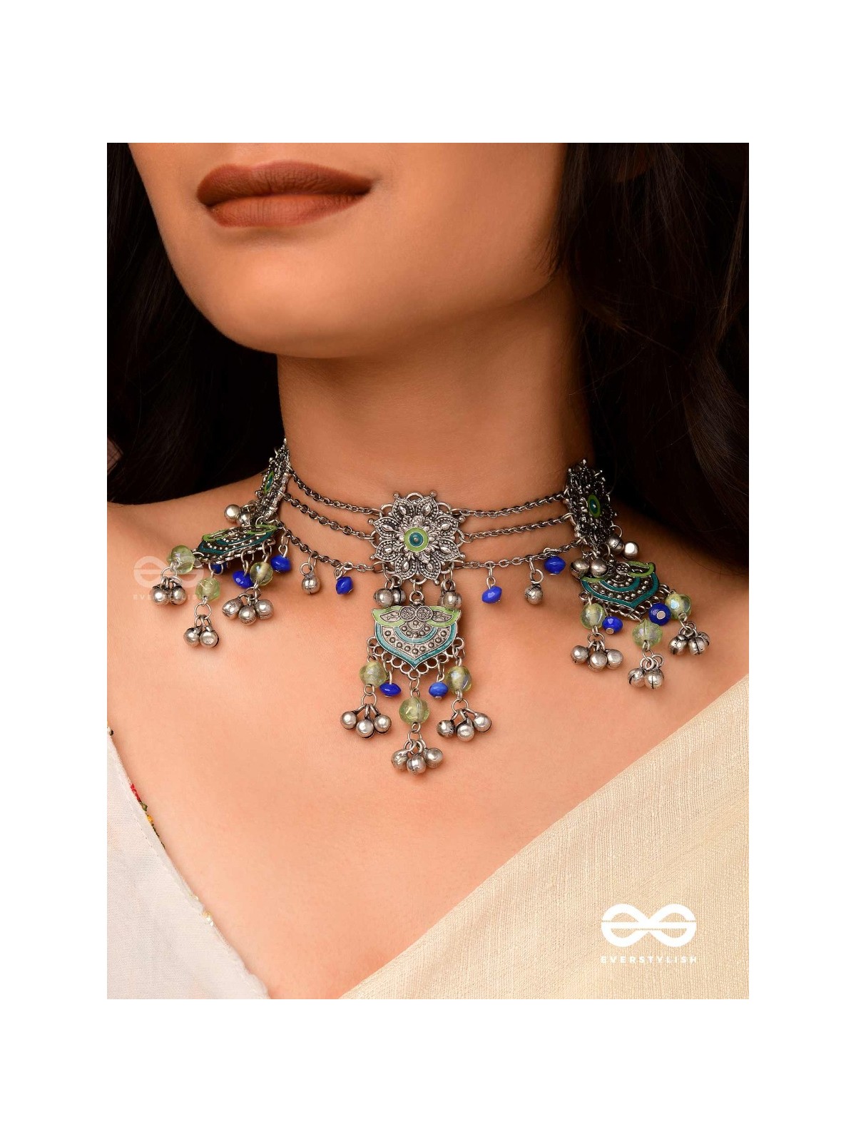 The Trinity Tales - Enamelled Oxidised Neckpiece