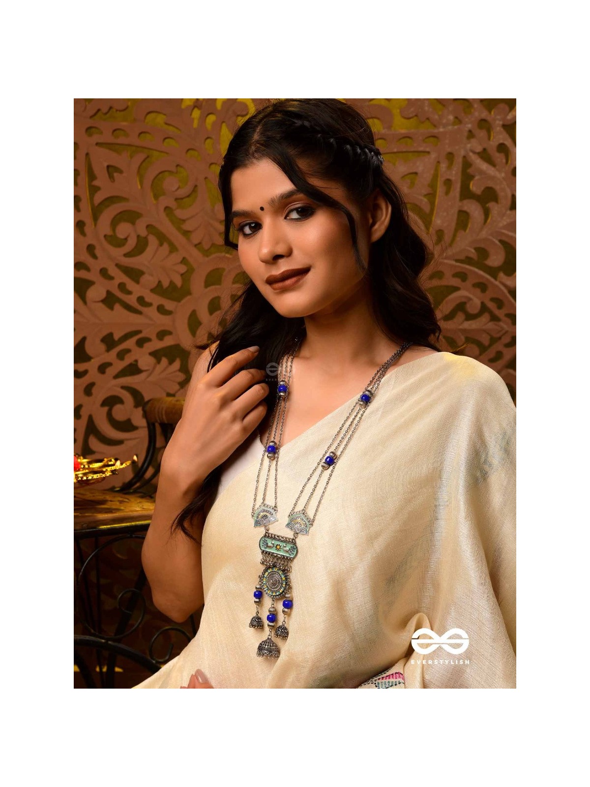 Oxi Radiance - Oxidized necklace with blue and green enamel work