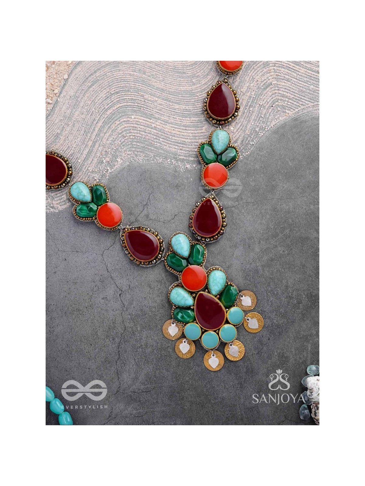 Tarunamala-Youthful Garland-Statement chunky multicolored gemstones necklace