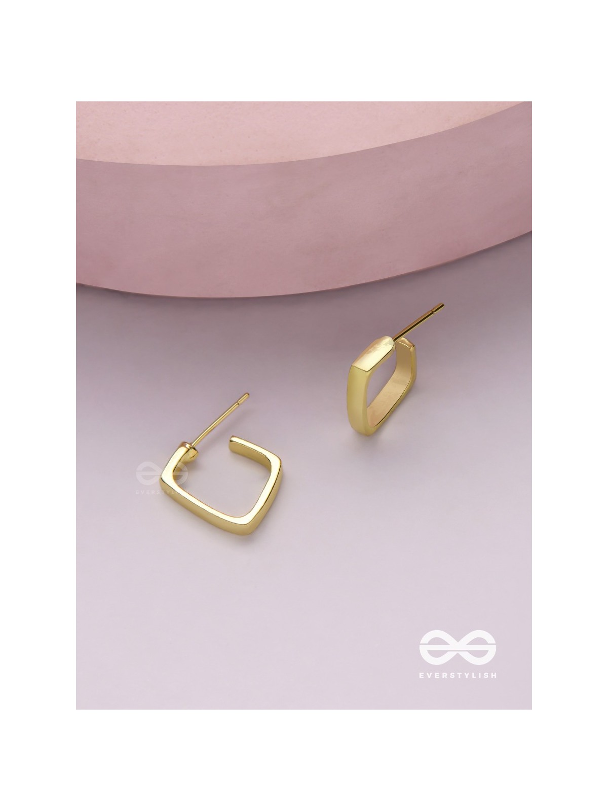 Golden glimmer- Golden colored rectangular  hoop earrings 