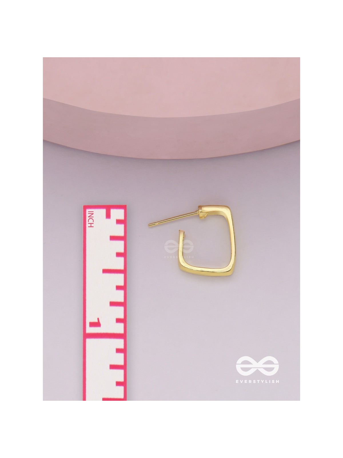 Golden glimmer- Golden colored rectangular  hoop earrings 