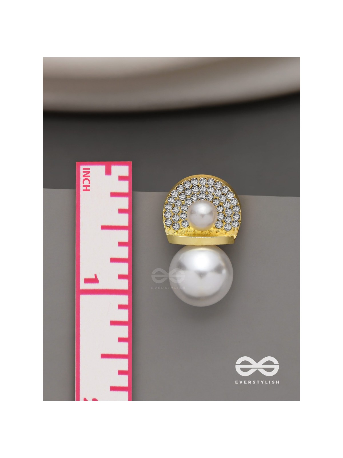 Crystal orbits-  crystal studded statement earrings with dropping pearls 