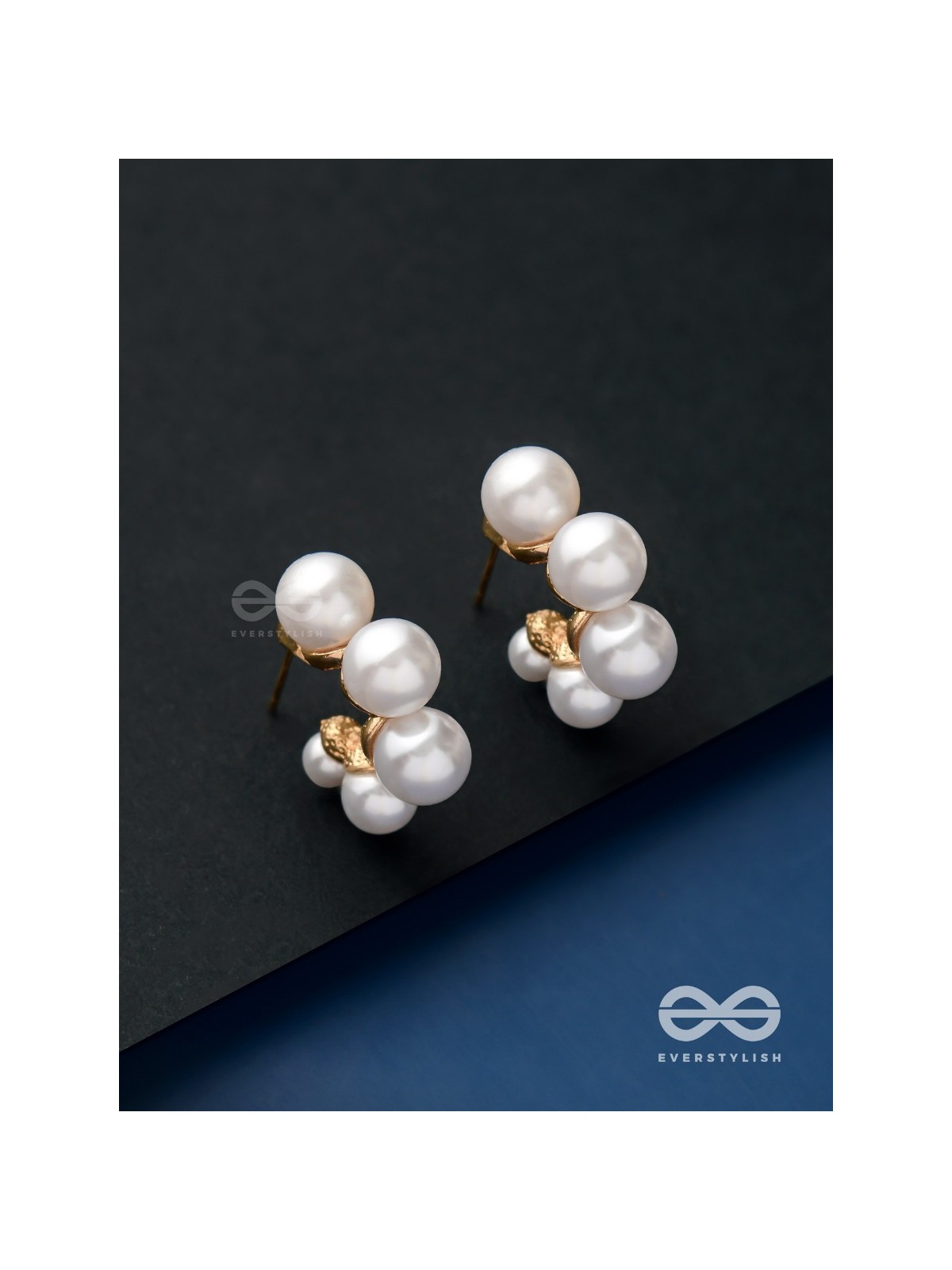 Plush desires- Golden circular earrings with studded pearls 
