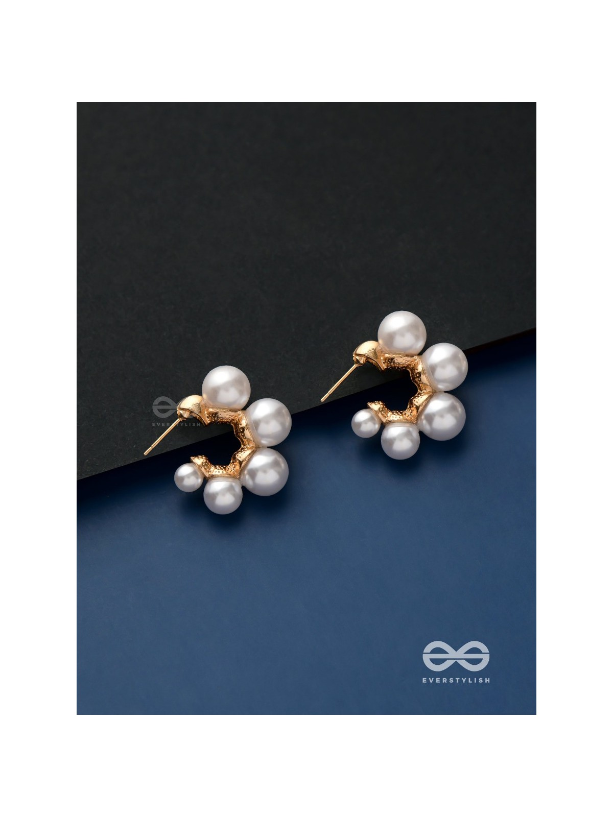 Plush desires- Golden circular earrings with studded pearls 