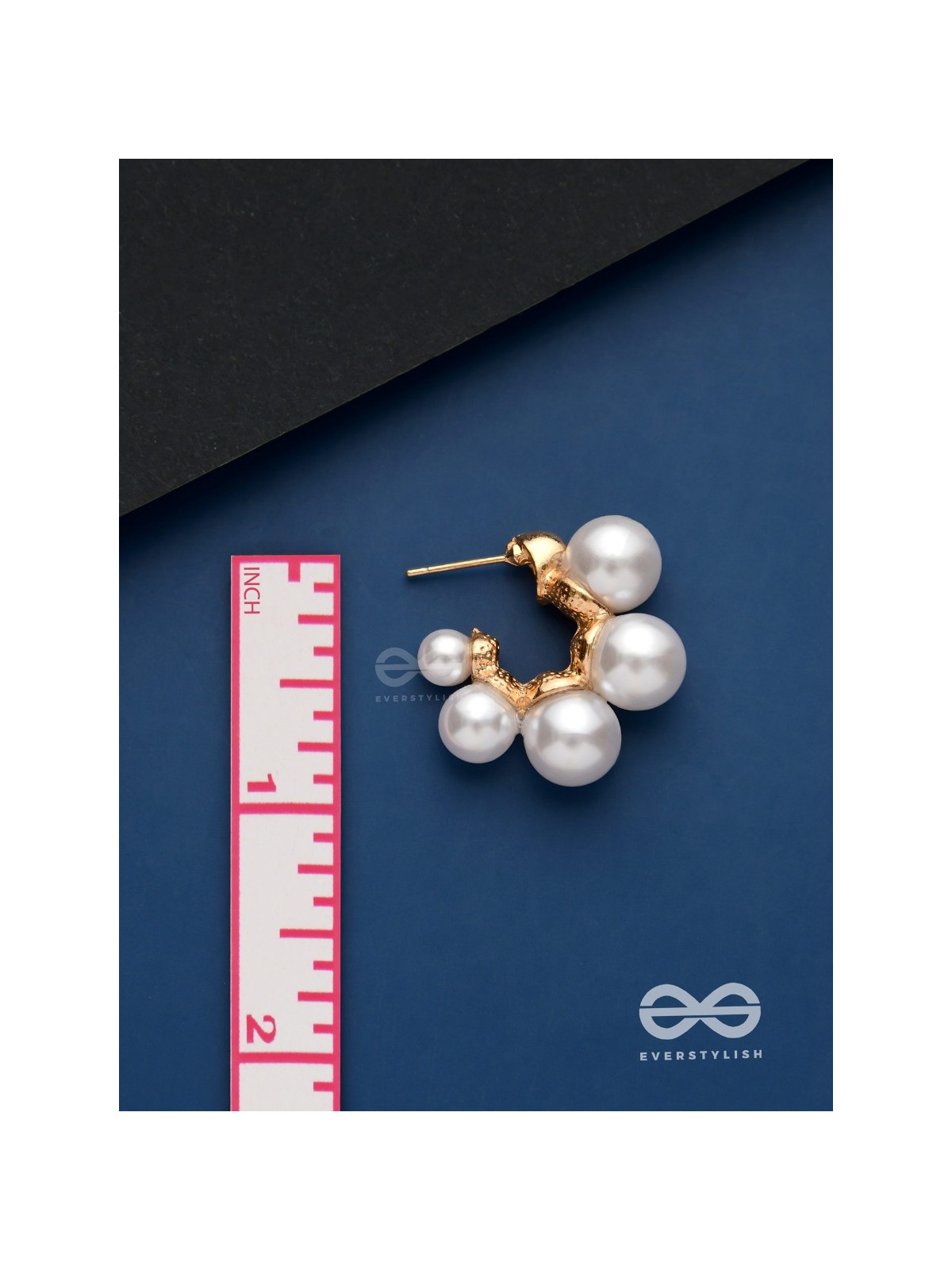Plush desires- Golden circular earrings with studded pearls 