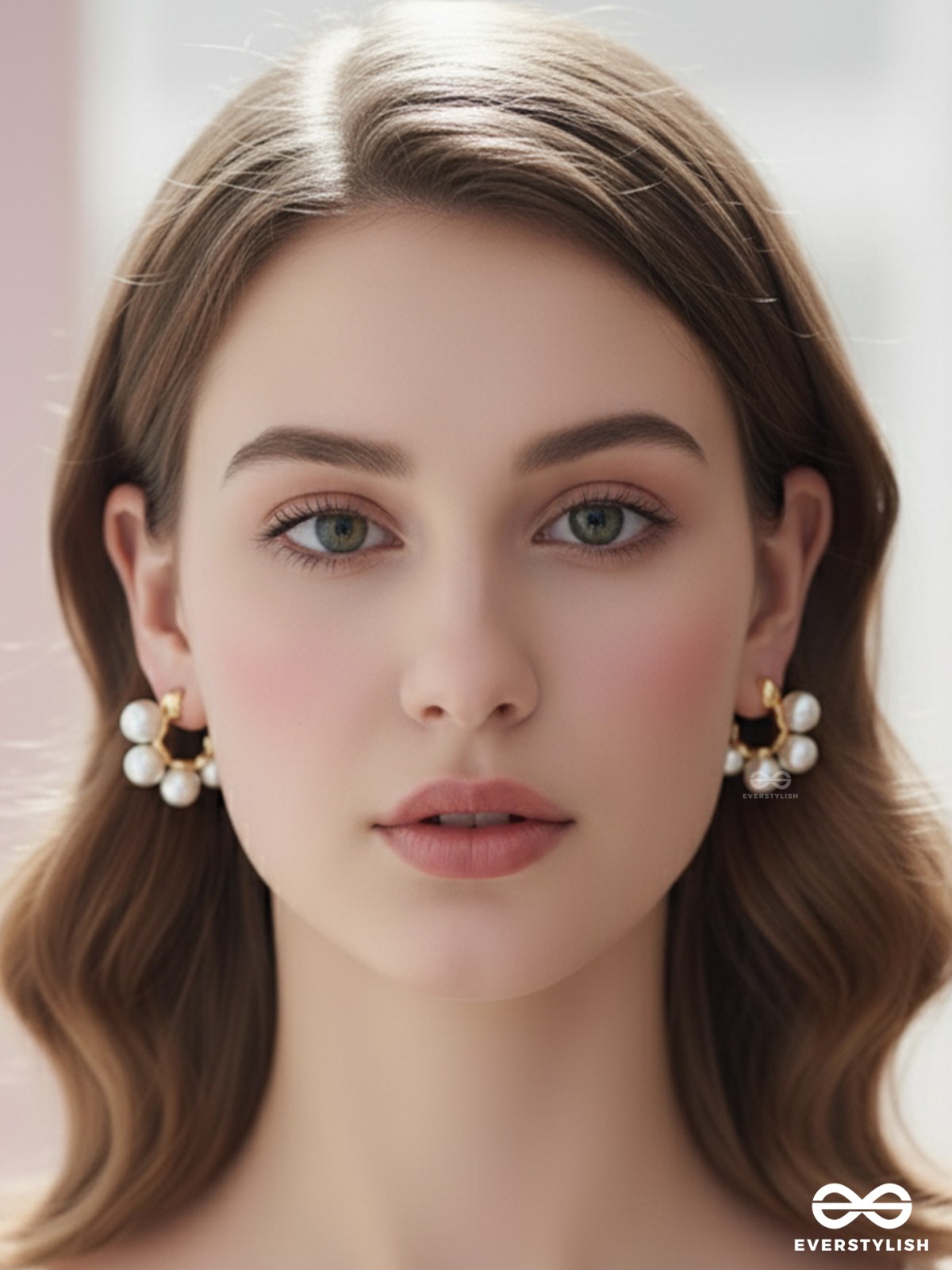 Plush desires- Golden circular earrings with studded pearls 