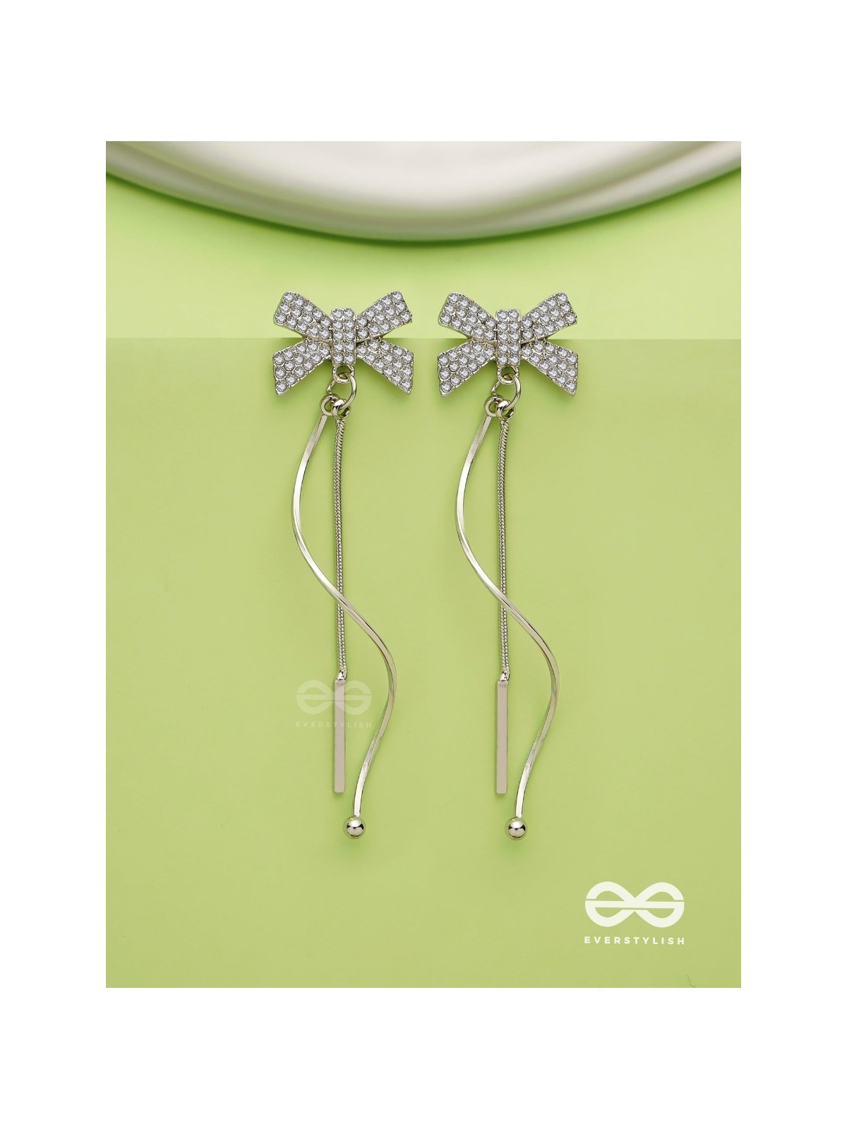 Starry Knots- Dangling Silver Cubic Zirconia Earrings 