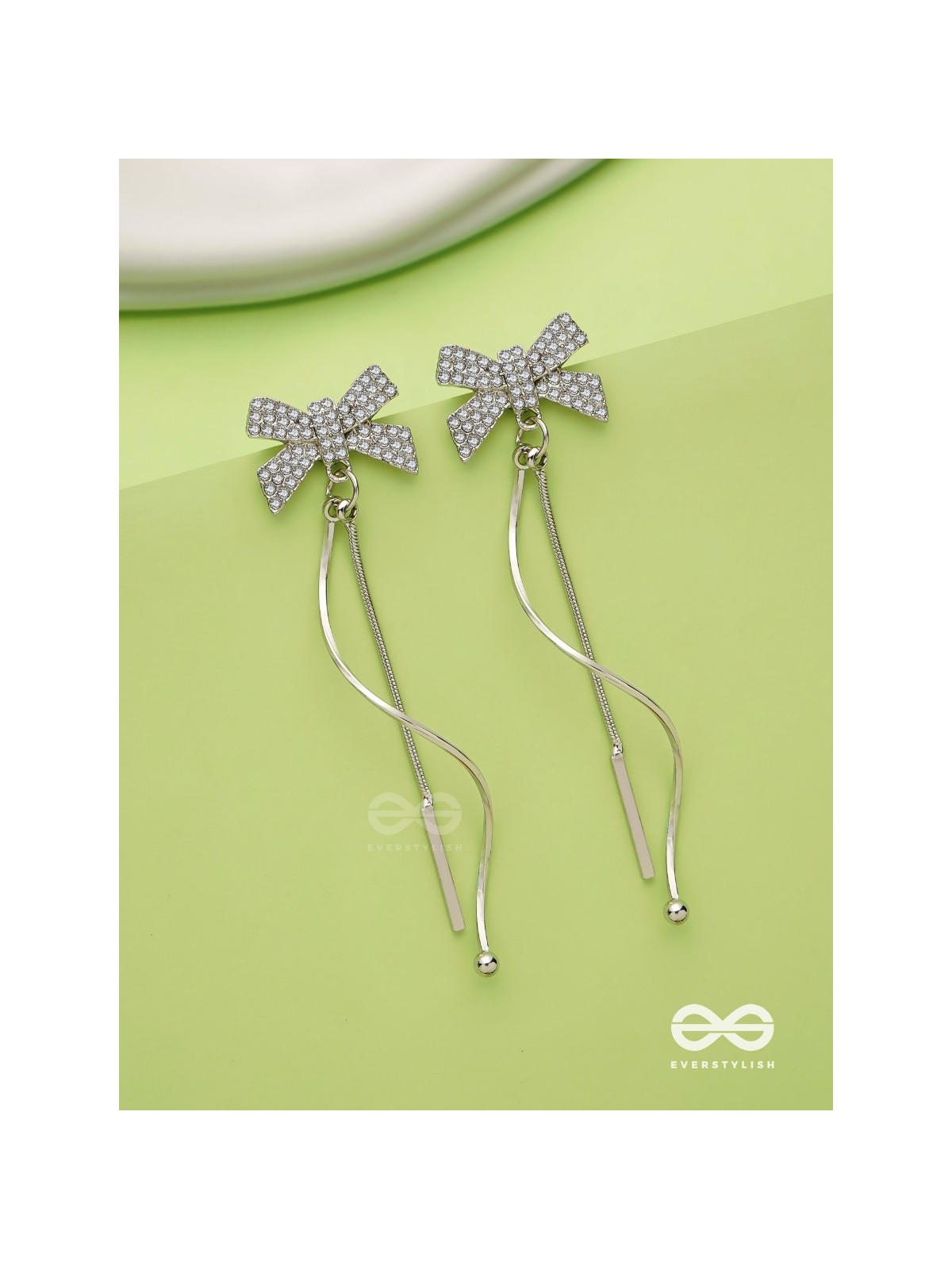 Starry Knots- Dangling Silver Cubic Zirconia Earrings 