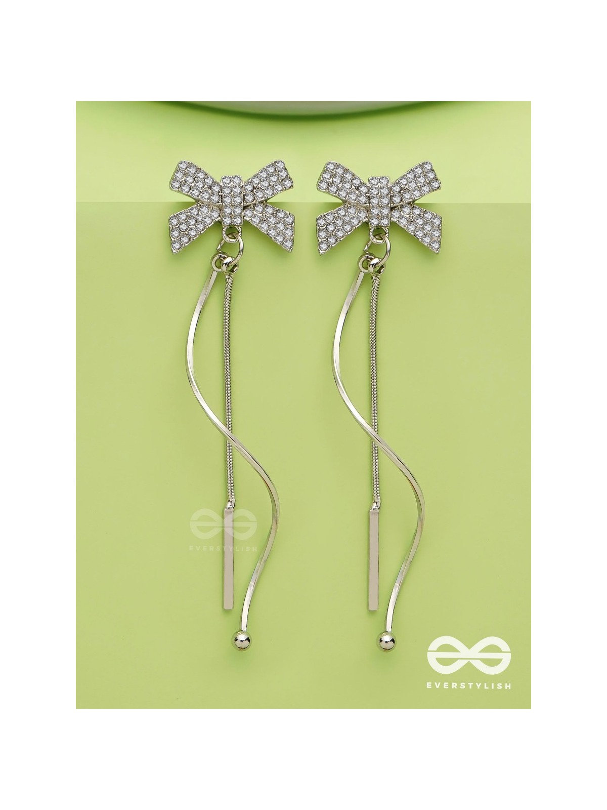 Starry Knots- Dangling Silver Cubic Zirconia Earrings 