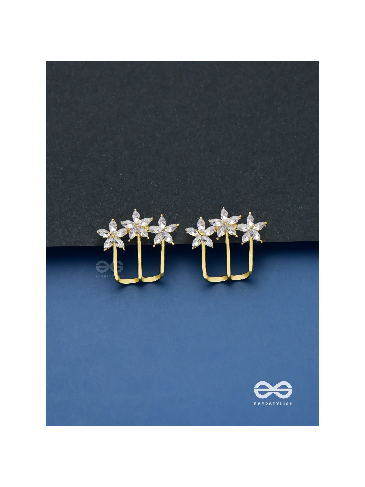 Queen’s delight - Crown shaped golden crystal studs 
