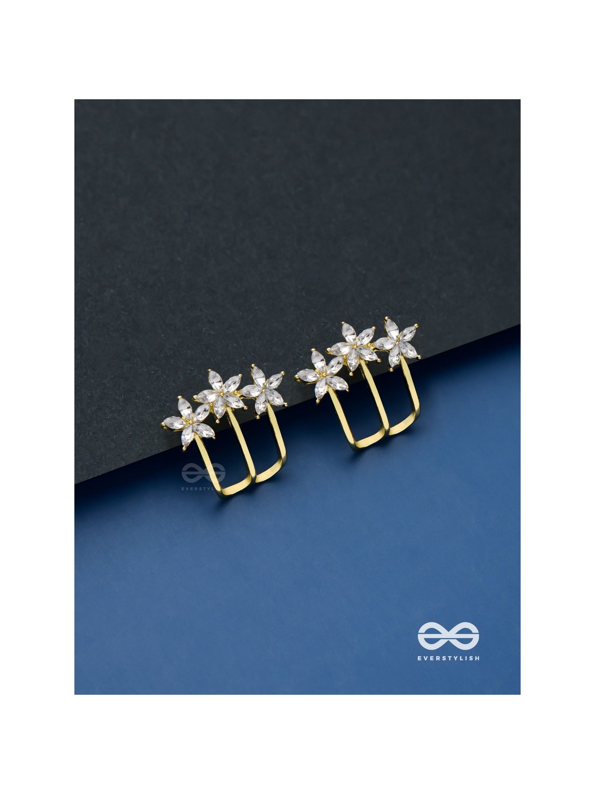 Queen’s delight - Crown shaped golden crystal studs 