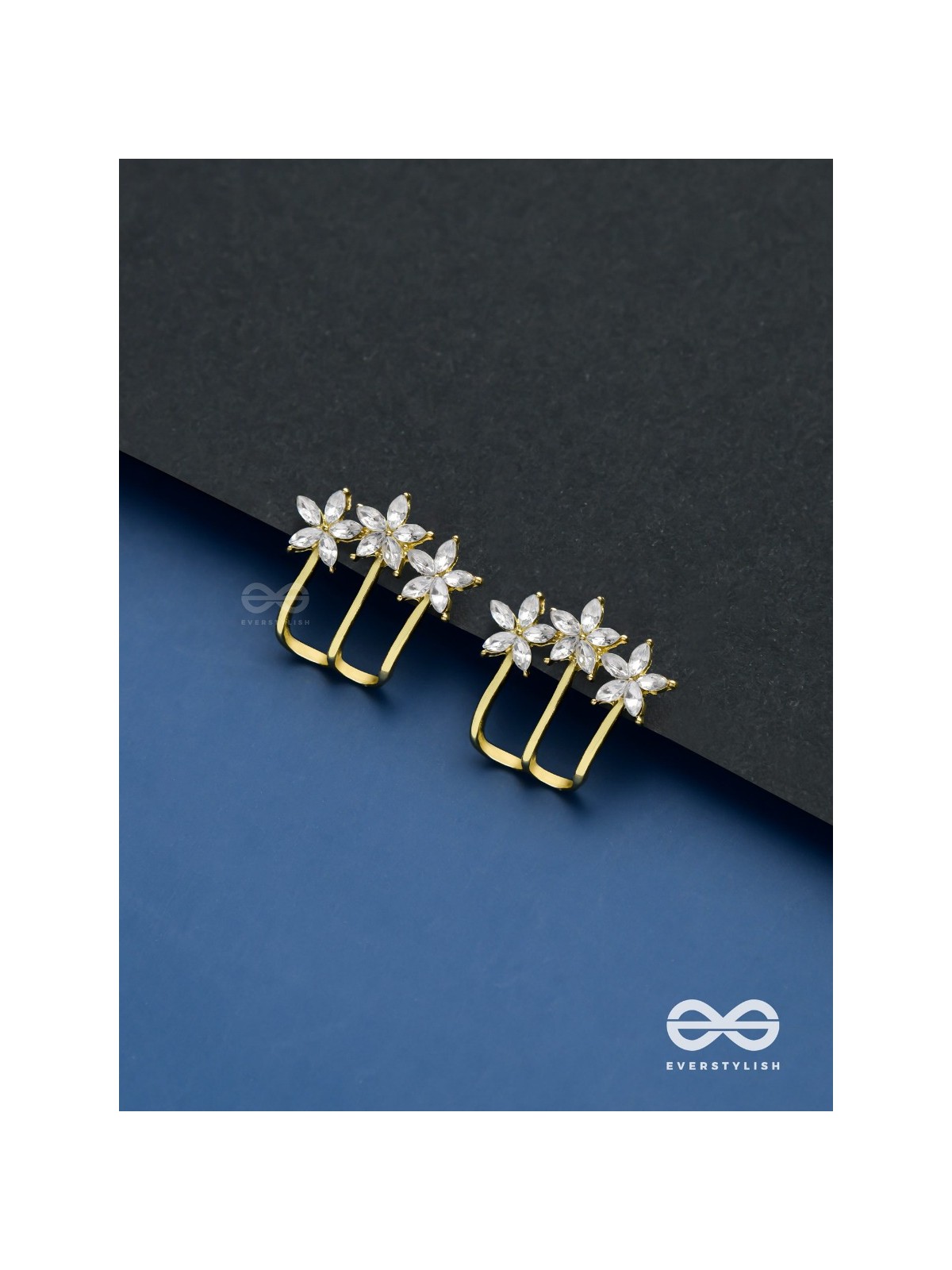 Queen’s delight - Crown shaped golden crystal studs 