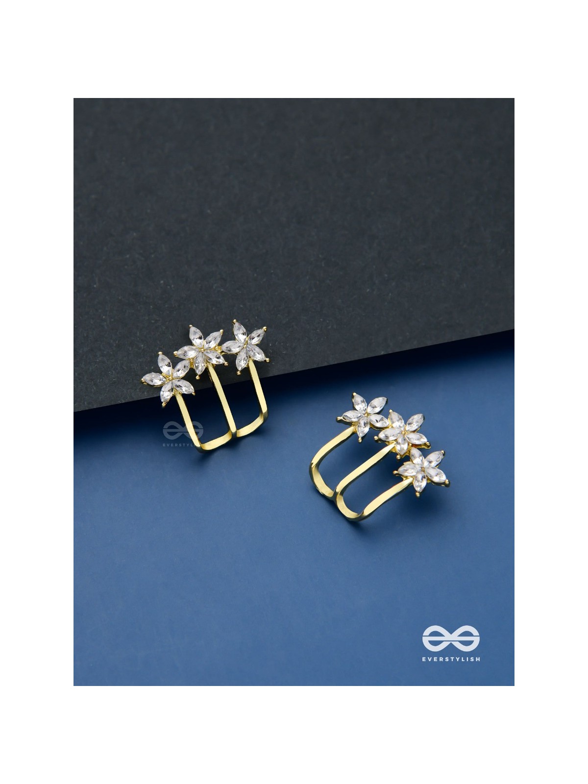 Queen’s delight - Crown shaped golden crystal studs 