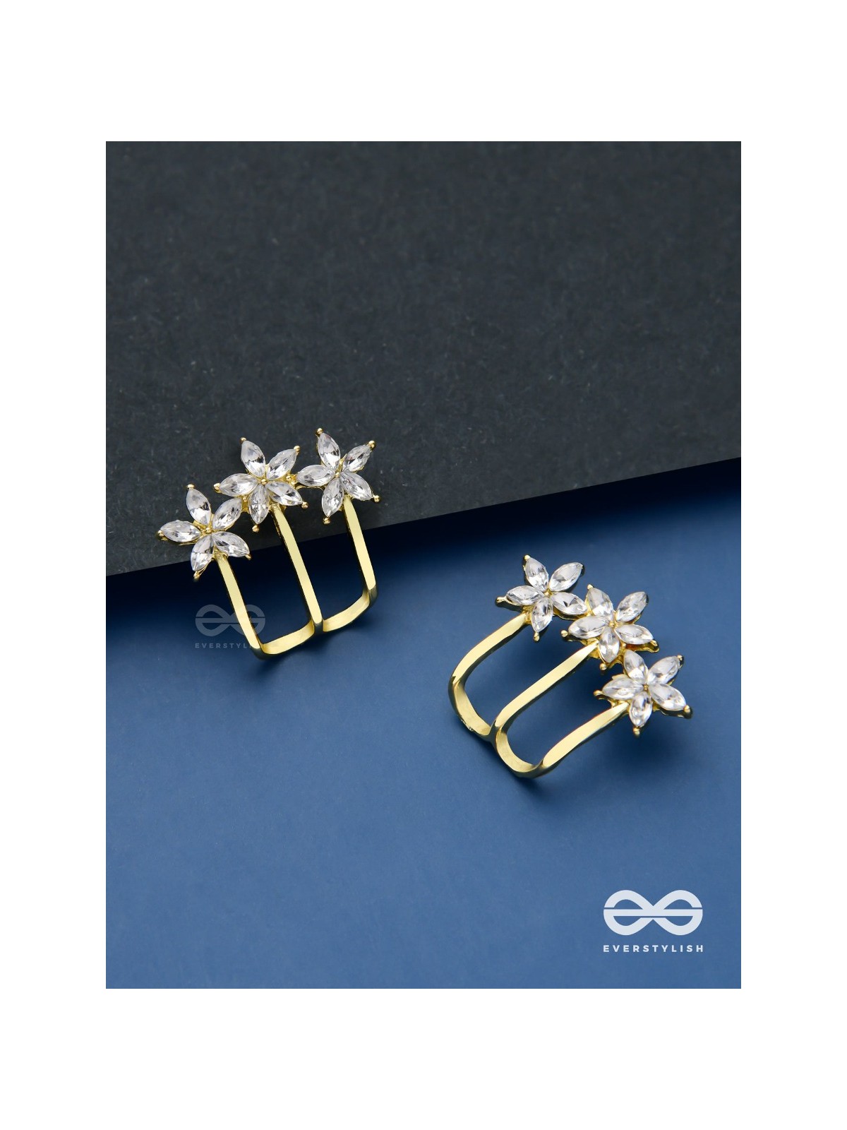 Queen’s delight - Crown shaped golden crystal studs 