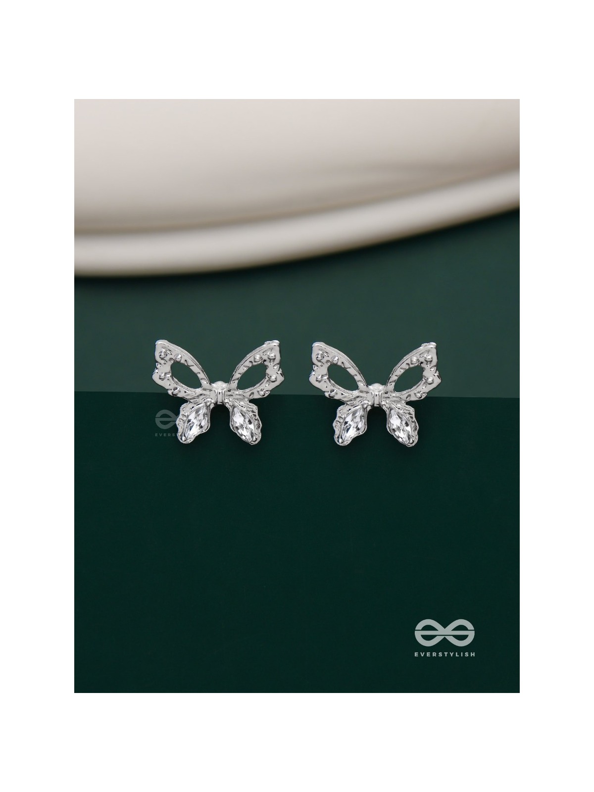 Pristine excellence - Crystal butterfly studs 
