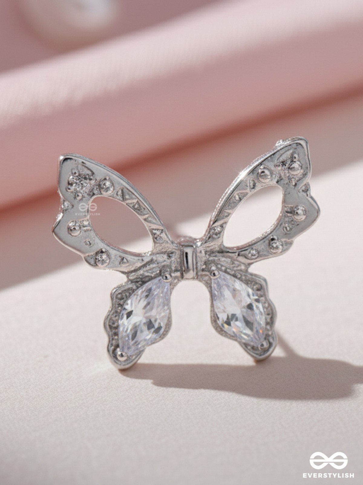Pristine excellence - Crystal butterfly studs 
