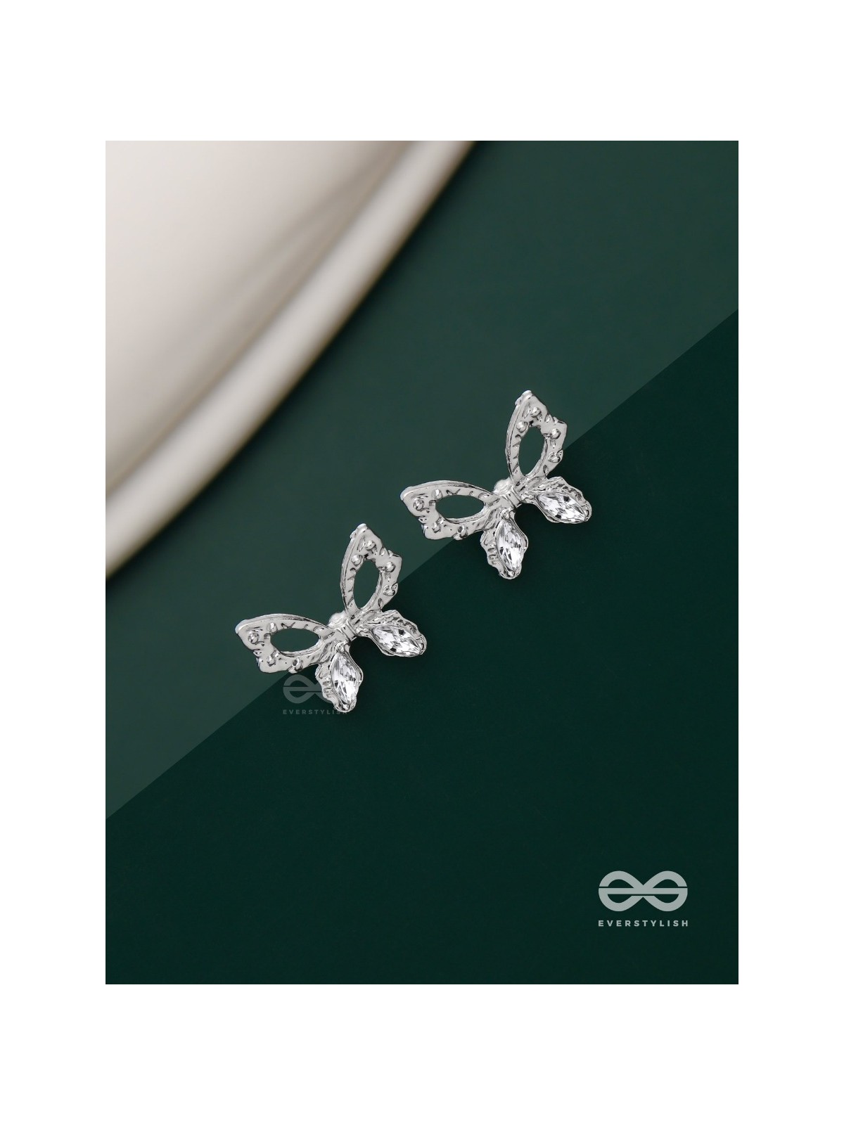 Pristine excellence - Crystal butterfly studs 