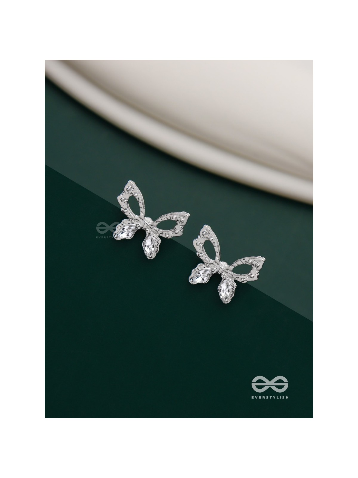 Pristine excellence - Crystal butterfly studs 