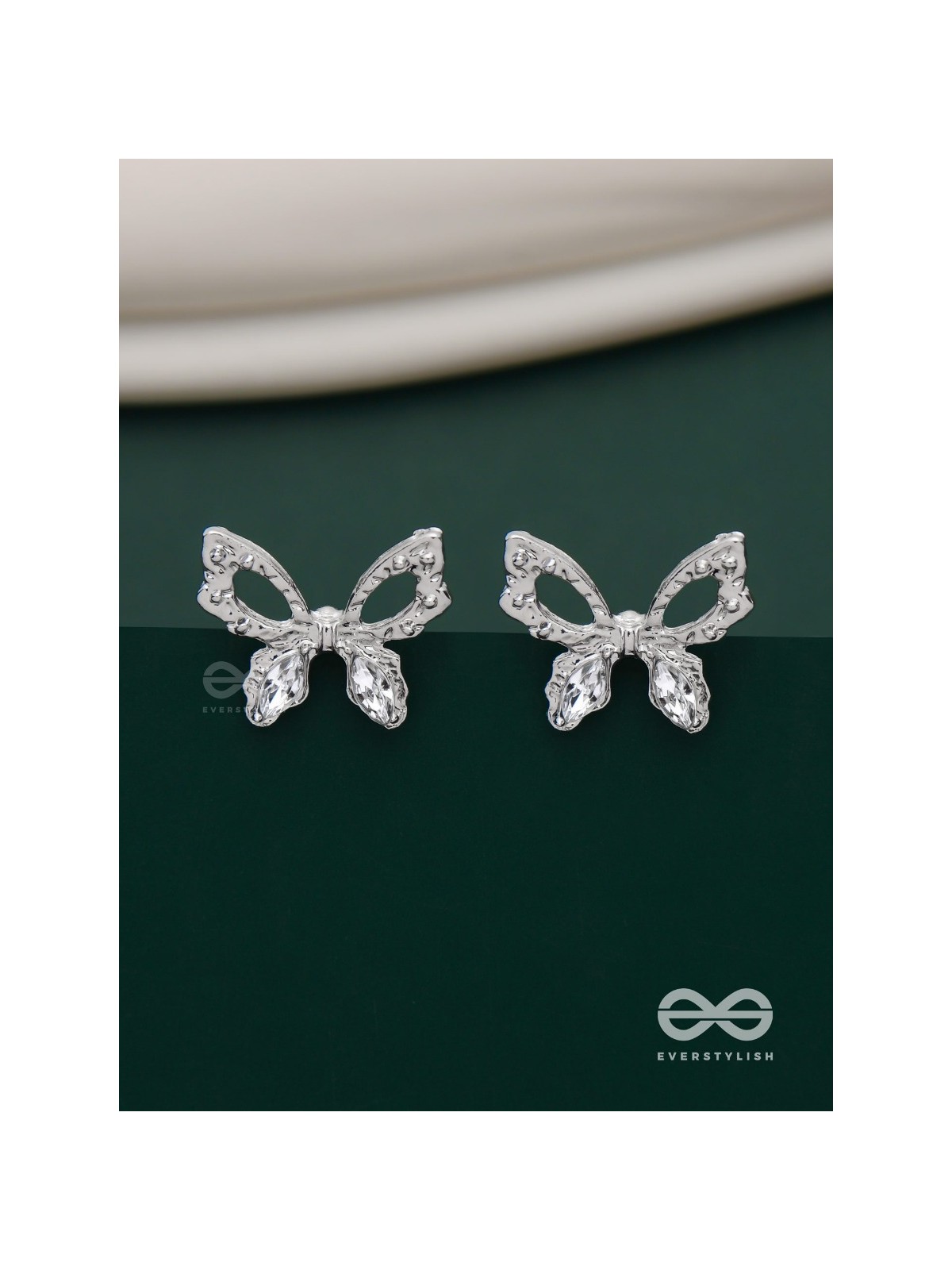 Pristine excellence - Crystal butterfly studs 