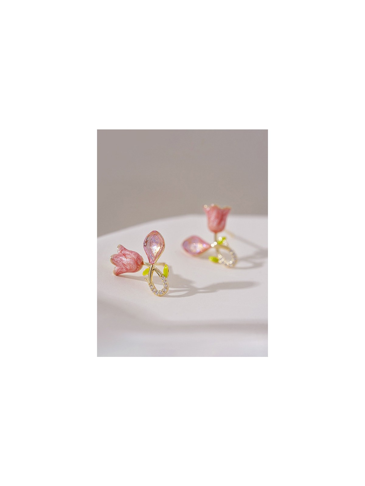 Petal Grace- Pink floral charm earrings