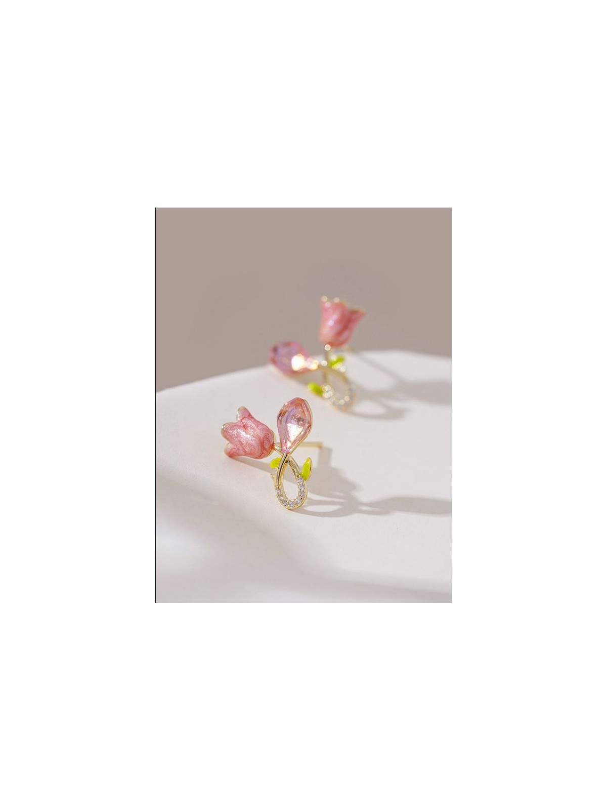 Petal Grace- Pink floral charm earrings