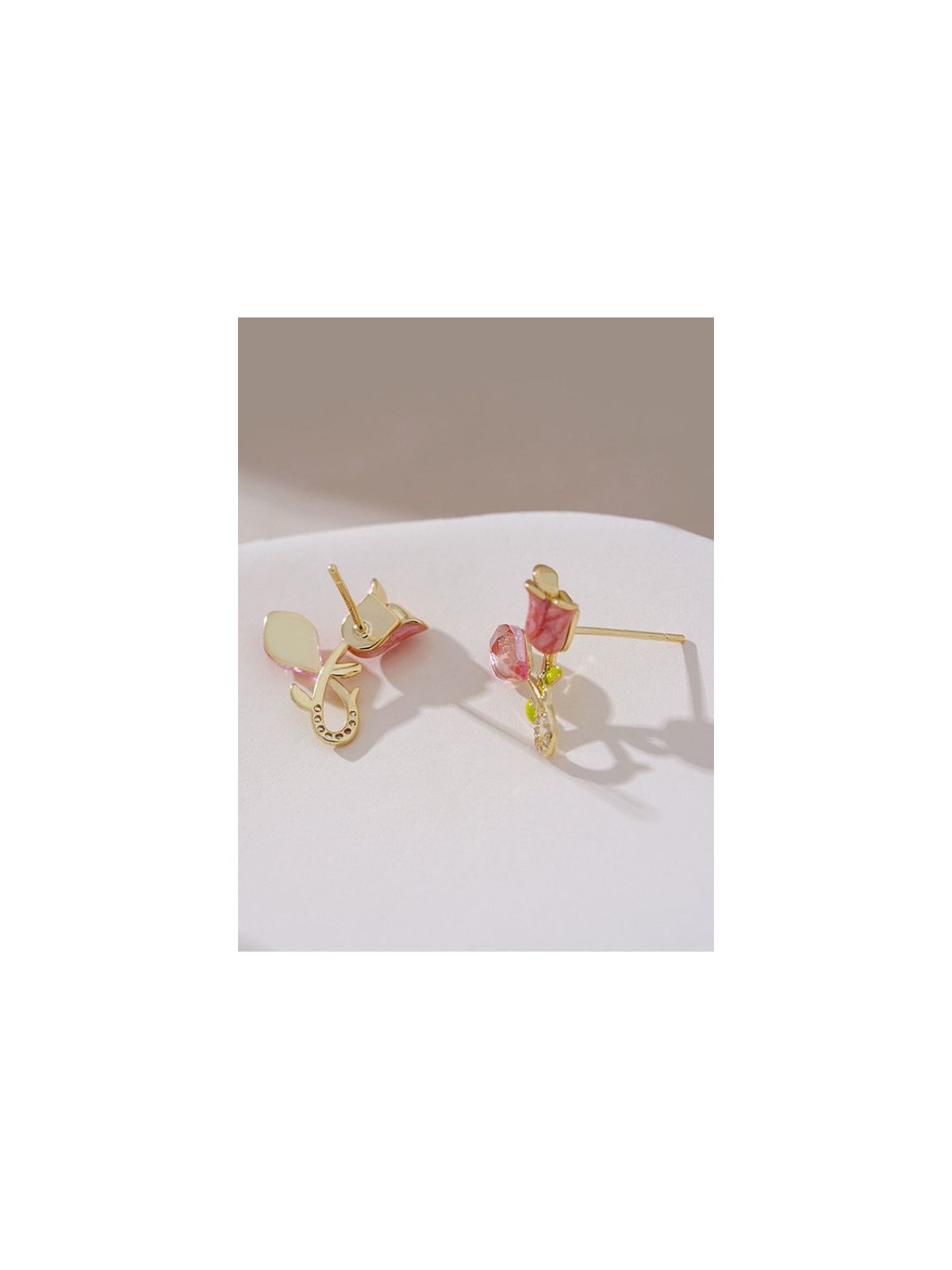 Petal Grace- Pink floral charm earrings