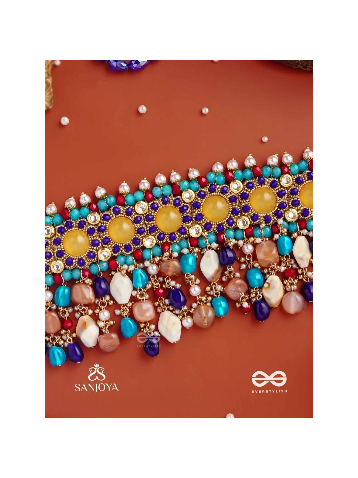 RANG TARANGINI – JAHNVI KAPOOR INSPIRED NECKPIECE WITH COLORFUL BEADS, STONES, PEARLS AND INTRICATE DESIGN
