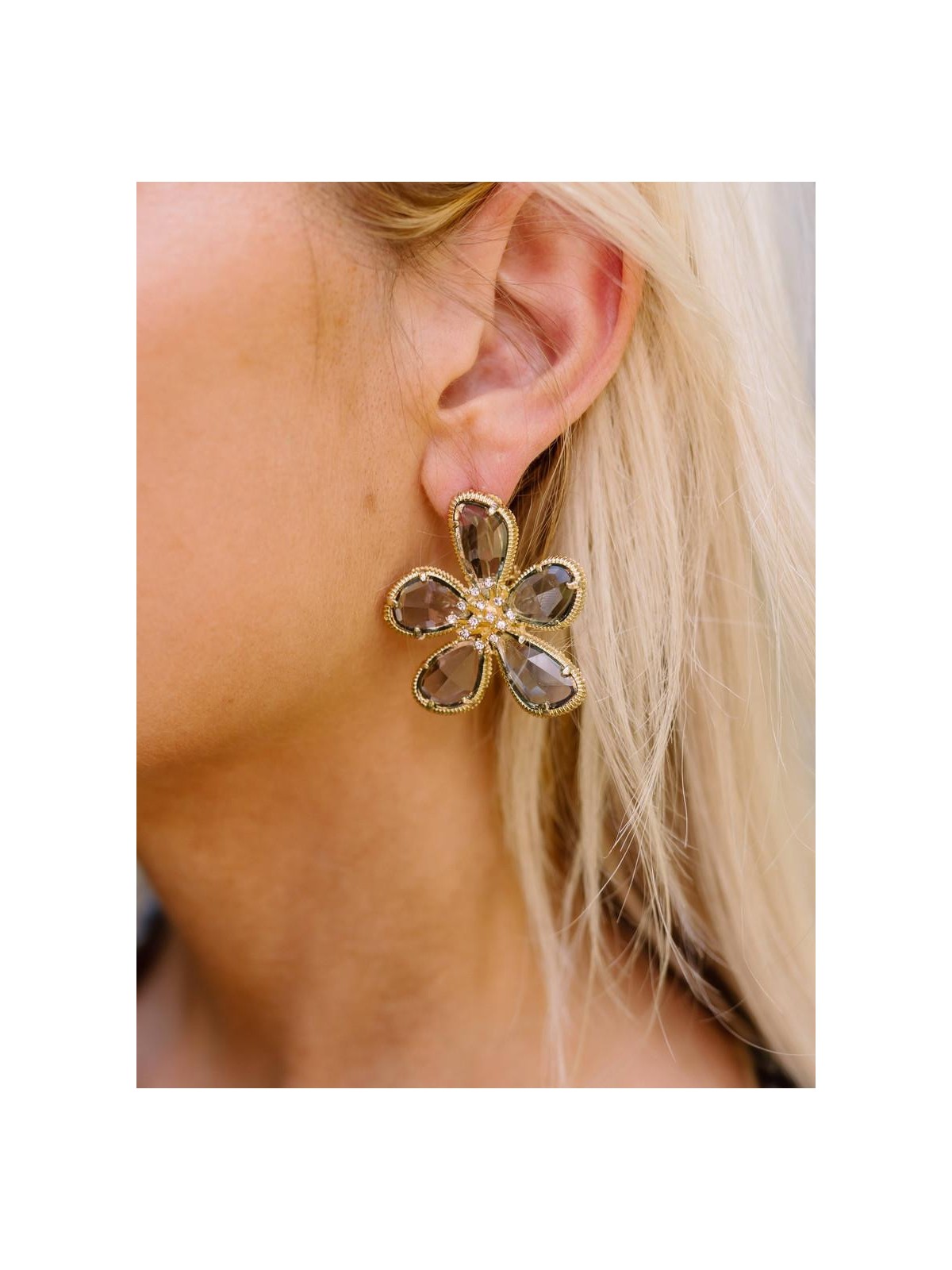 CRYSTAL GLOW - GLASS EARRINGS INLAID WITH CUBIC ZICRONIA STONES