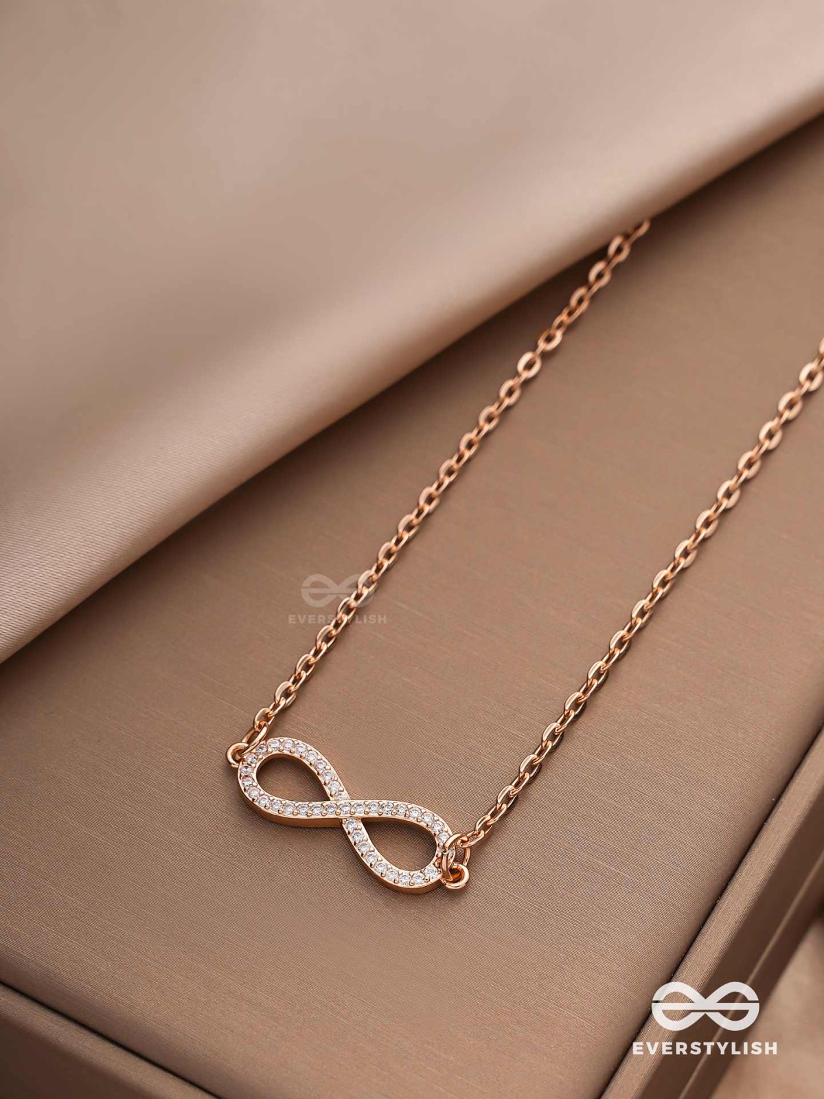 TO INFINITY AND BEYOND – CUBIC ZIRCONIA PENDANT NECKLACE WITH ANTI-TARNISH COATING