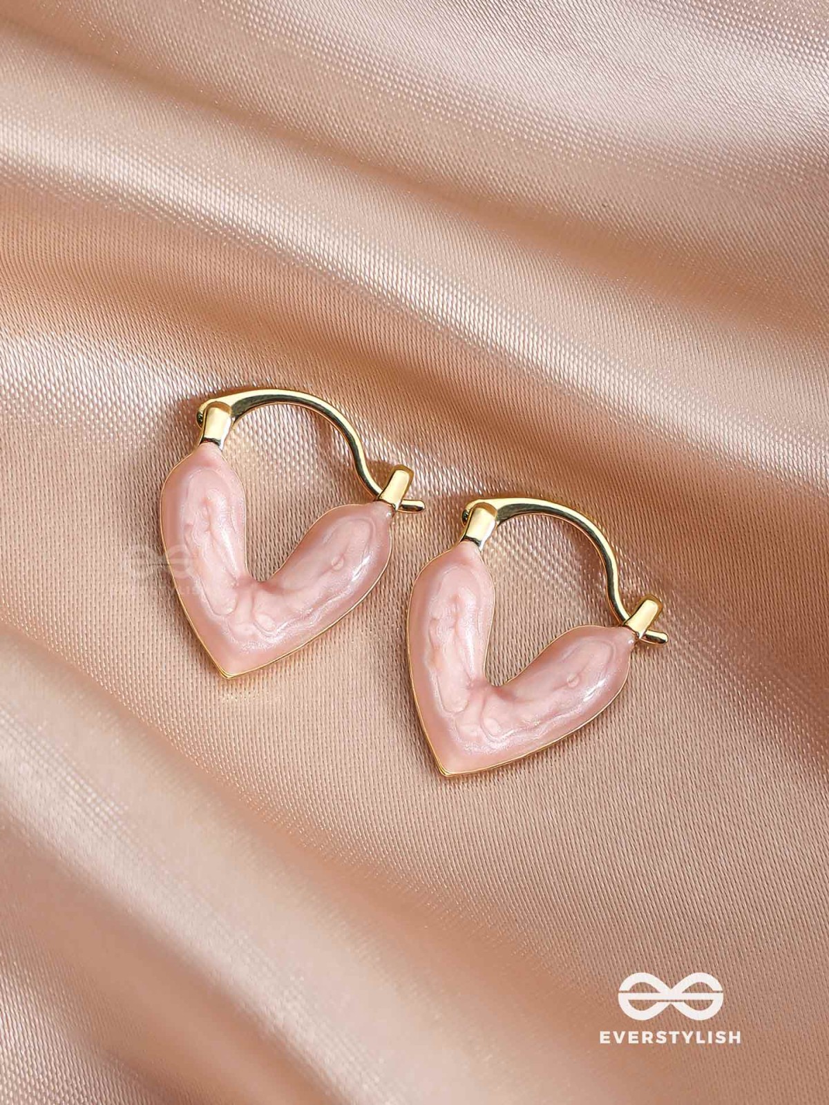 HEAVENLY LONGEVITY - PINK ENAMELED HEART STUD EARRINGS