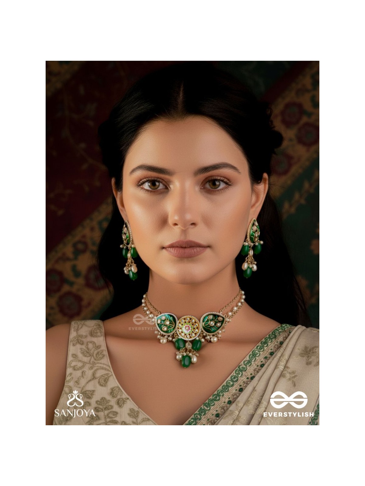 TARALIKA- STAR-LIKE-HANDMADE KUNDAN SET WITH NECKLACE AND EARRINGS 