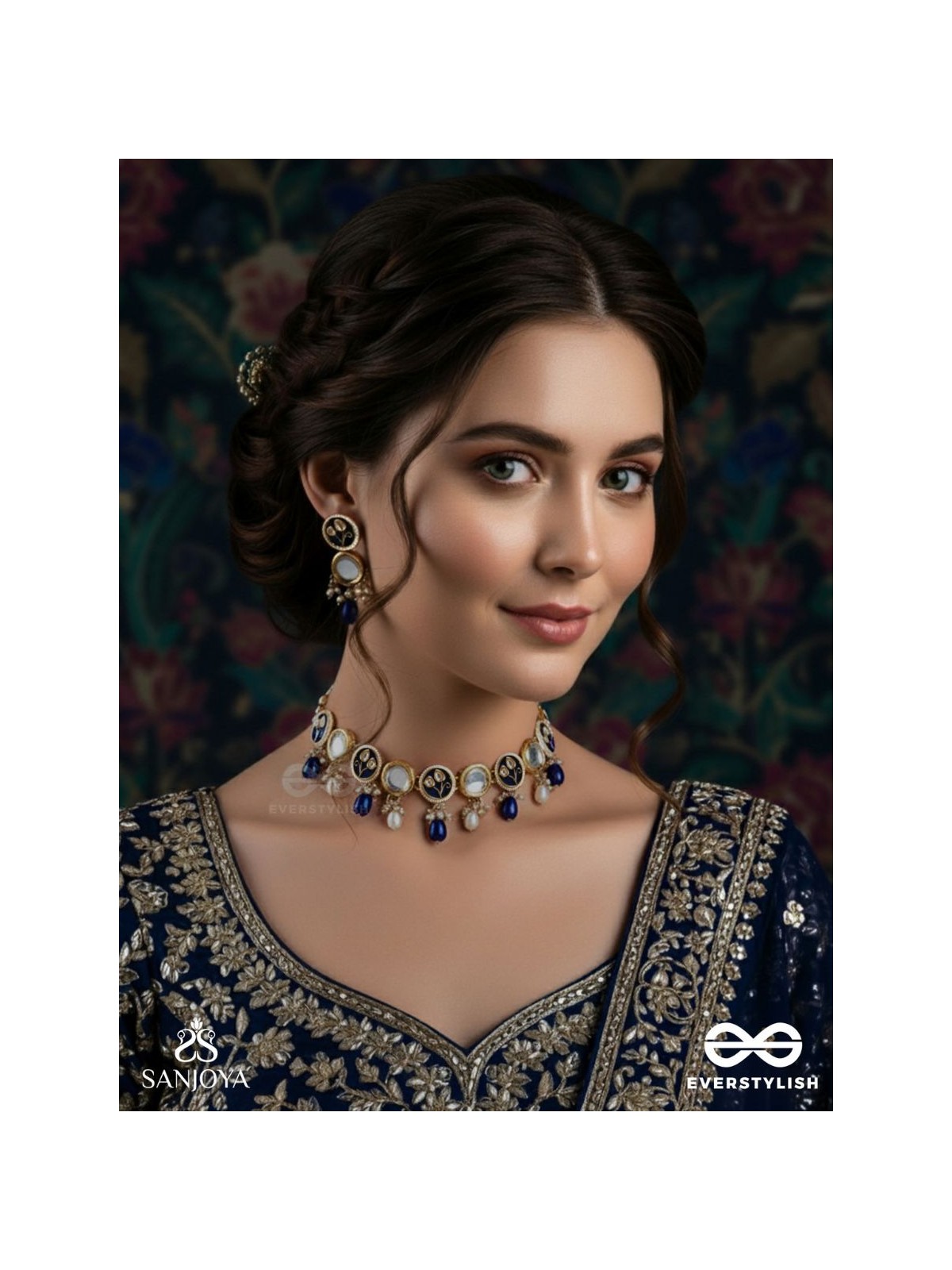 SHITALA - COOL AND CALM-  HANDMADE KUNDAN SET WITH NECKLACE AND EARRINGS 