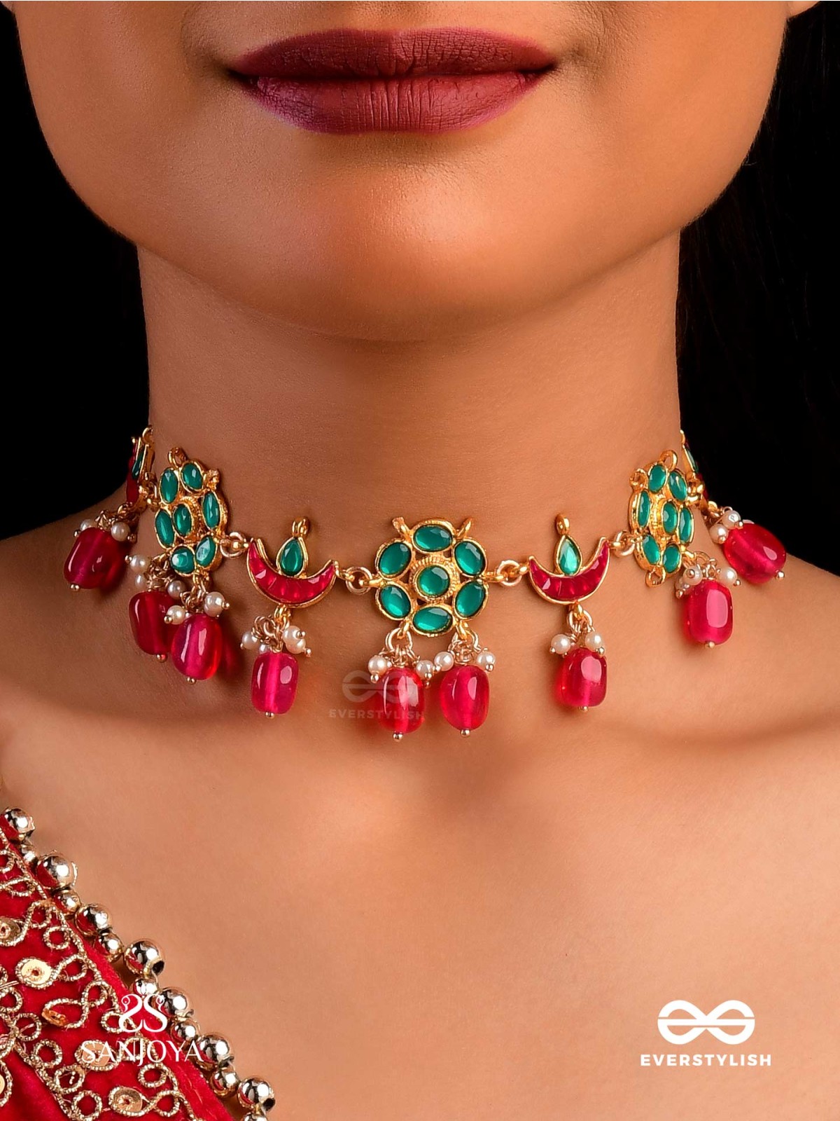 ANURAGA - LOVE’S EMBRACE - HERITAGE-INSPIRED KUNDAN POLKI CHOKER WITH DAINTY BEADED DROPS