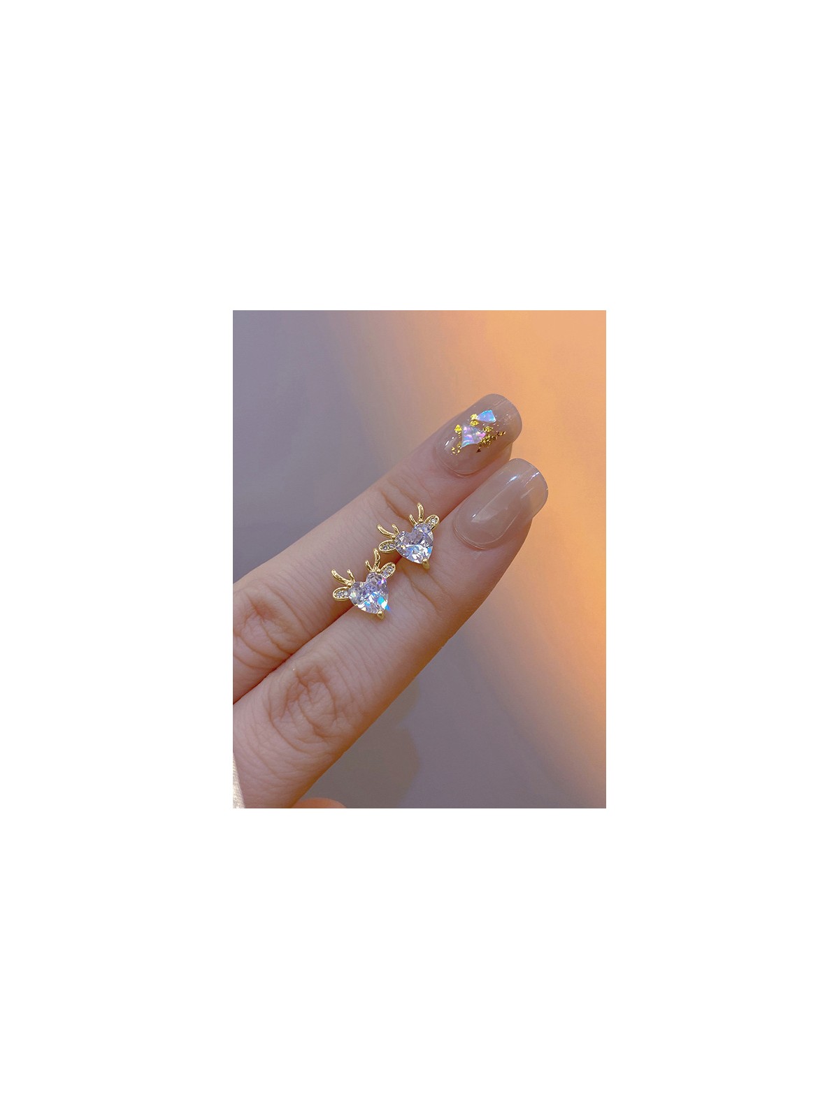 LUMINOUS FAWN - DAINTY HEART GEM DEER STUDS