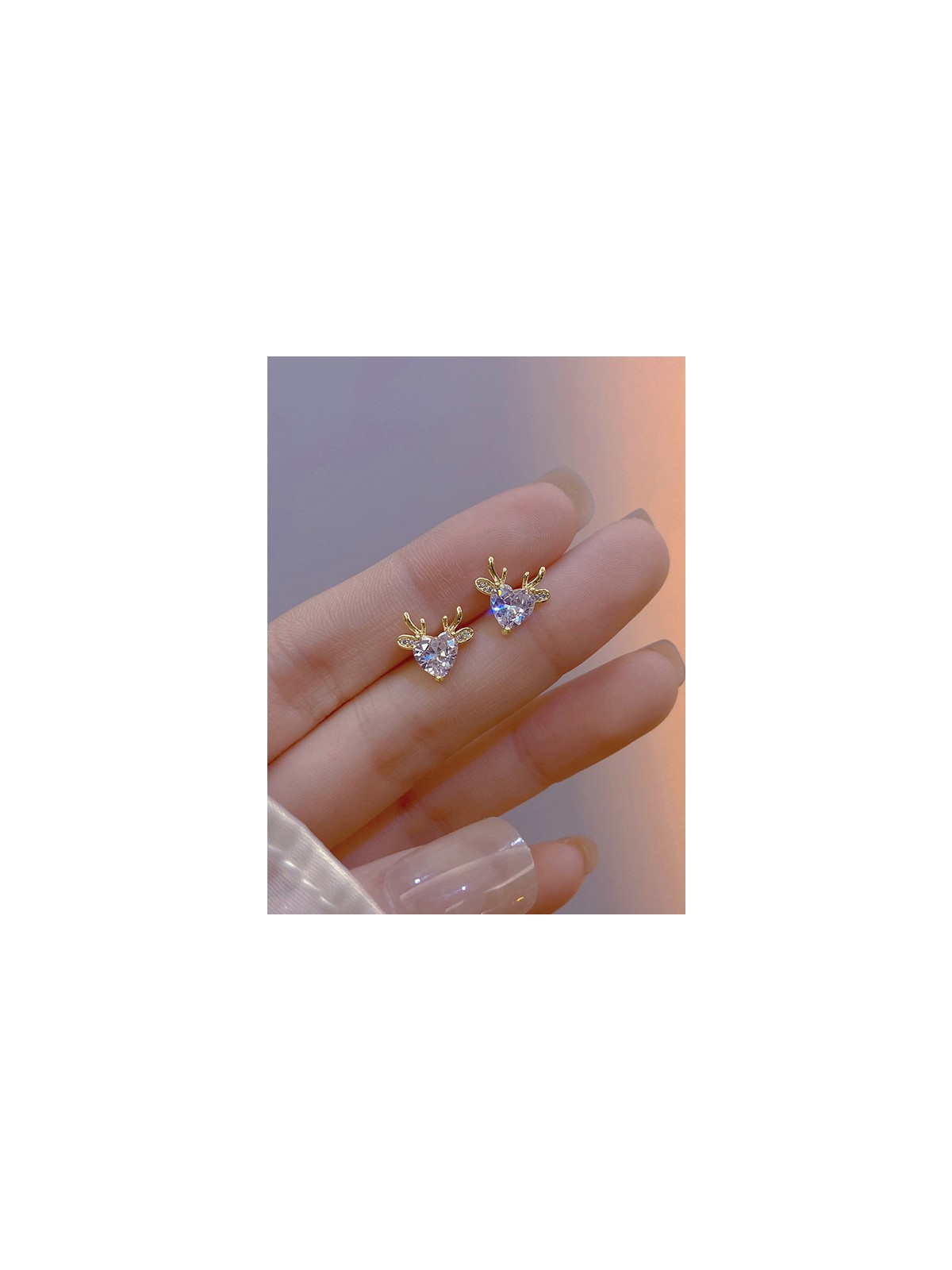 LUMINOUS FAWN - DAINTY HEART GEM DEER STUDS