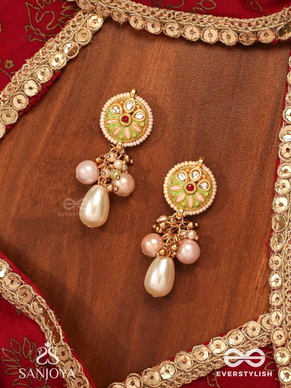 TANVIKA - DELICATE BEAUTY- DELICATE ENAMELLED EARRINGS WITH PEARLS AND BEADS