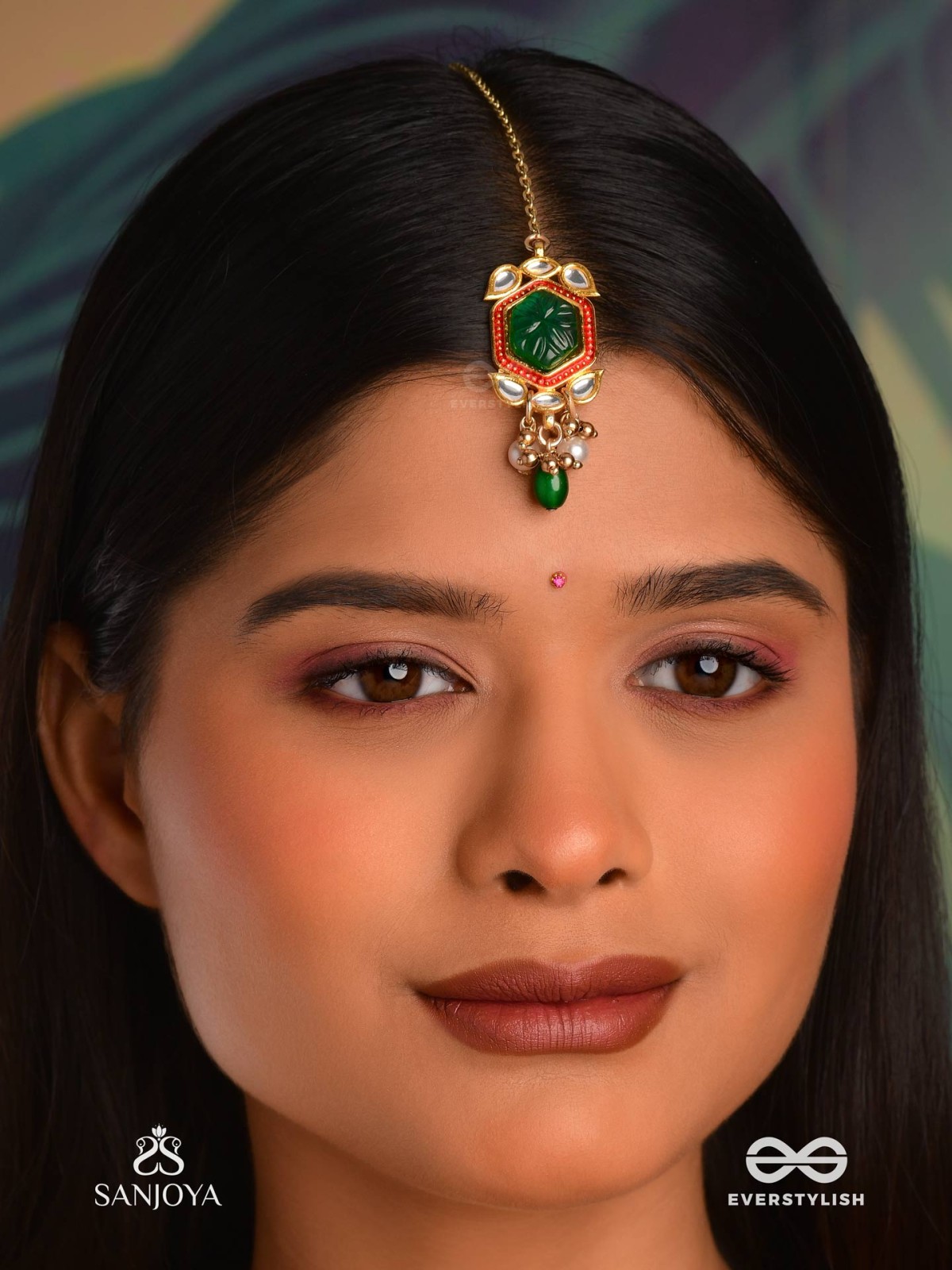 PITAMBRINI - ADORNED IN YELLOW- KUNDAN HANDCRAFTED MAANGTIKA WITH PEARLS AND BEADS