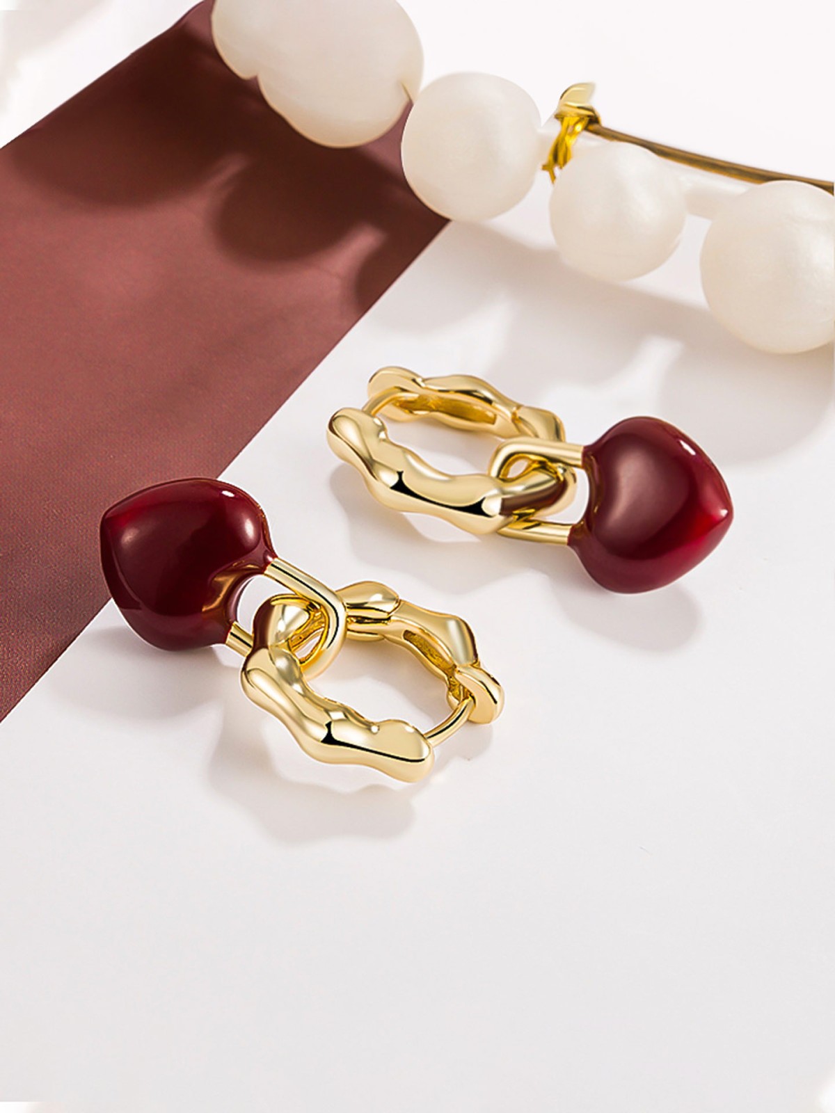 HEARTLINK DROPS-  DAINTY GOLD TONE EARRINGS