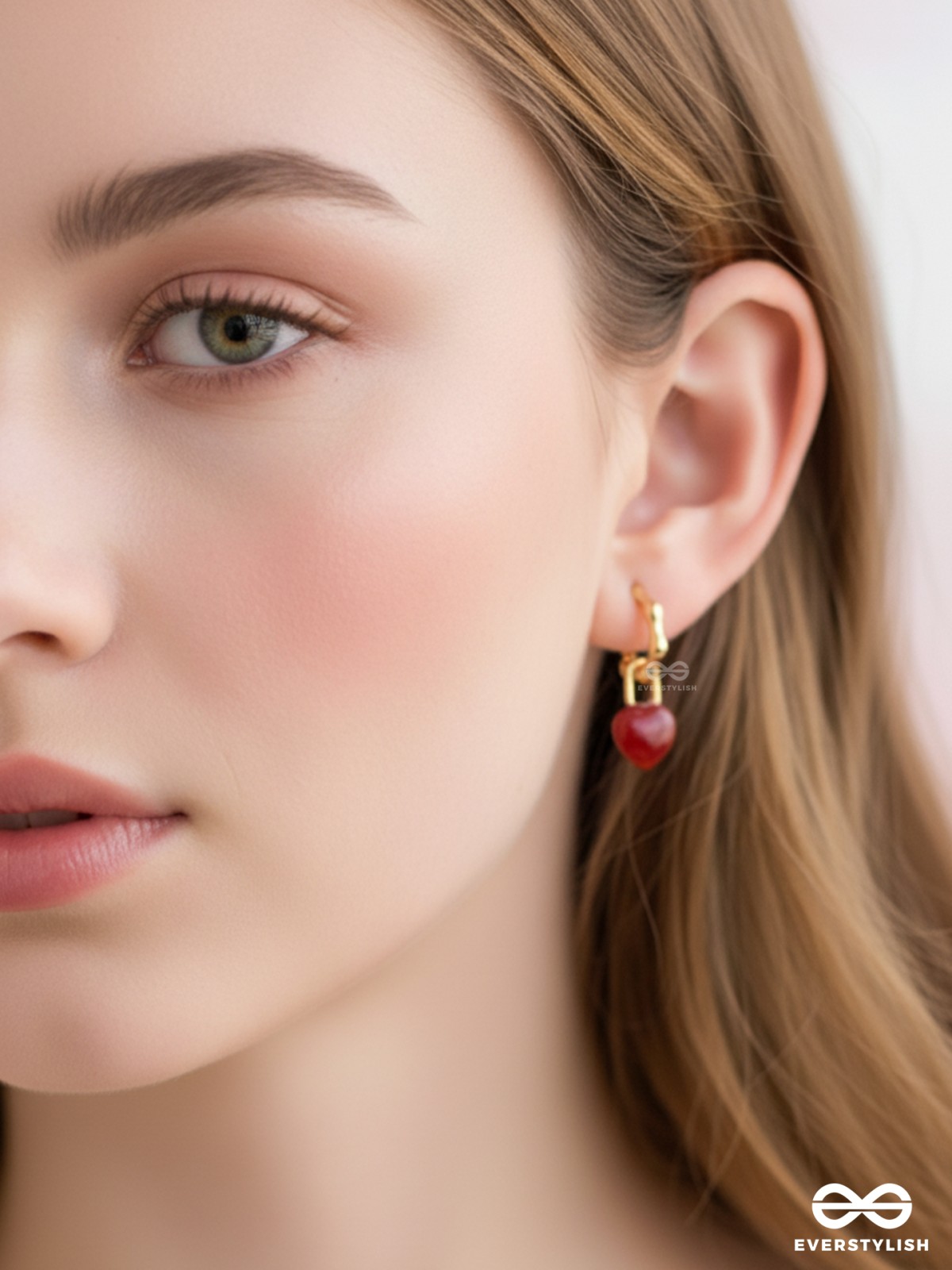 HEARTLINK DROPS-  DAINTY GOLD TONE EARRINGS