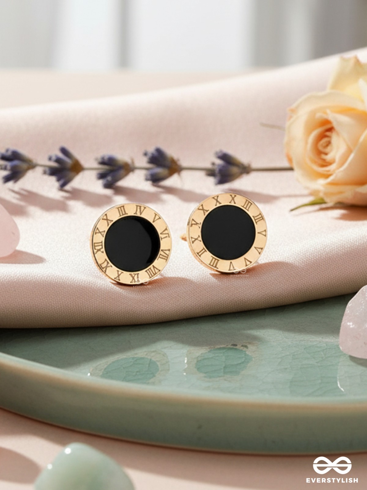 NOIR TIMEPIECE- TIMELESS BLACK AND GOLD STUDS