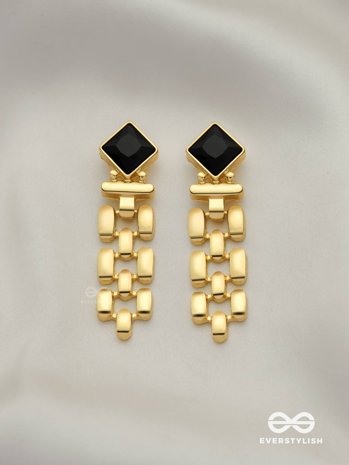 BLACK AURA-  BLACK AND GOLD STATEMENT EARRINGS
